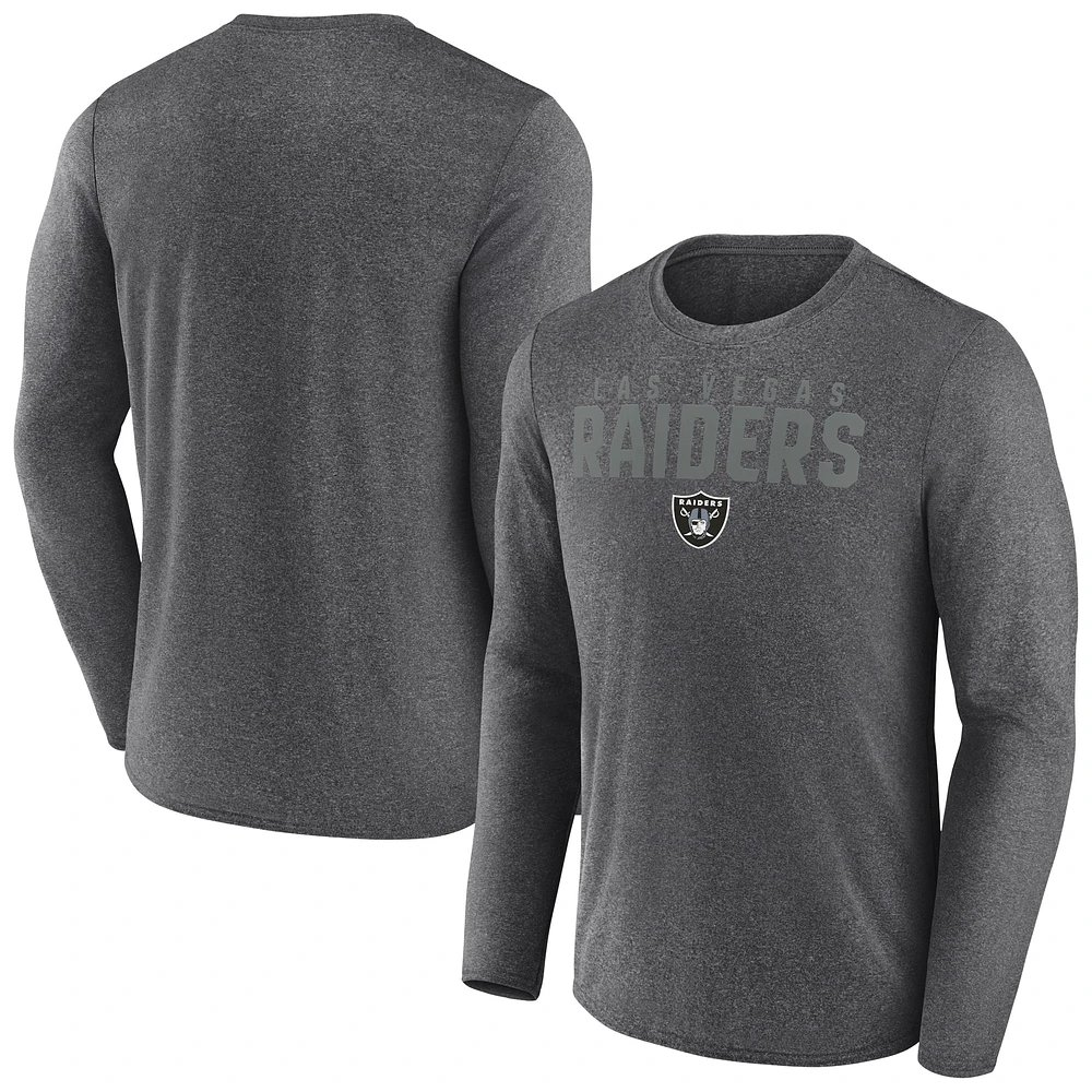 T-shirt à manches longues Fanatics Heather Charcoal Las Vegas Raiders Blackout pour homme