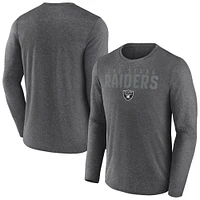 Men's Fanatics  Heather Charcoal Las Vegas Raiders Blackout Long Sleeve T-Shirt