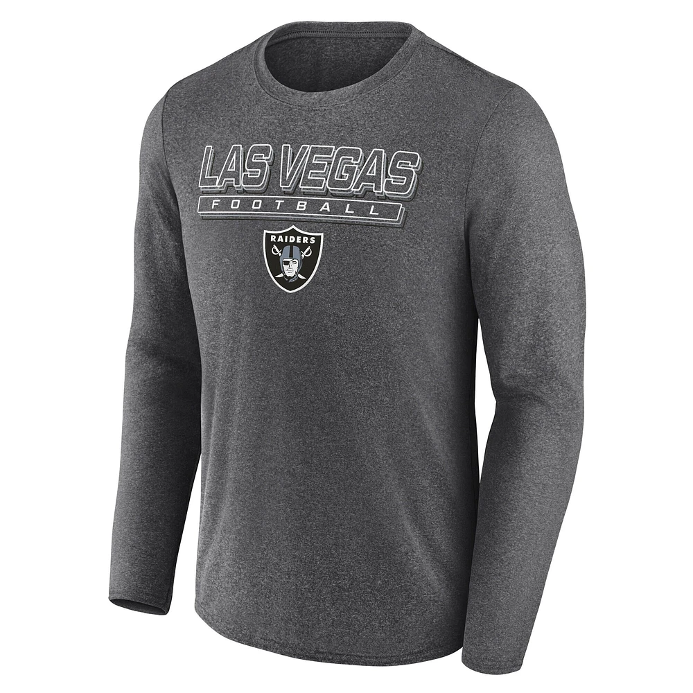 Men's Fanatics  Heather Charcoal Las Vegas Raiders Fundamentals Long Sleeve T-Shirt
