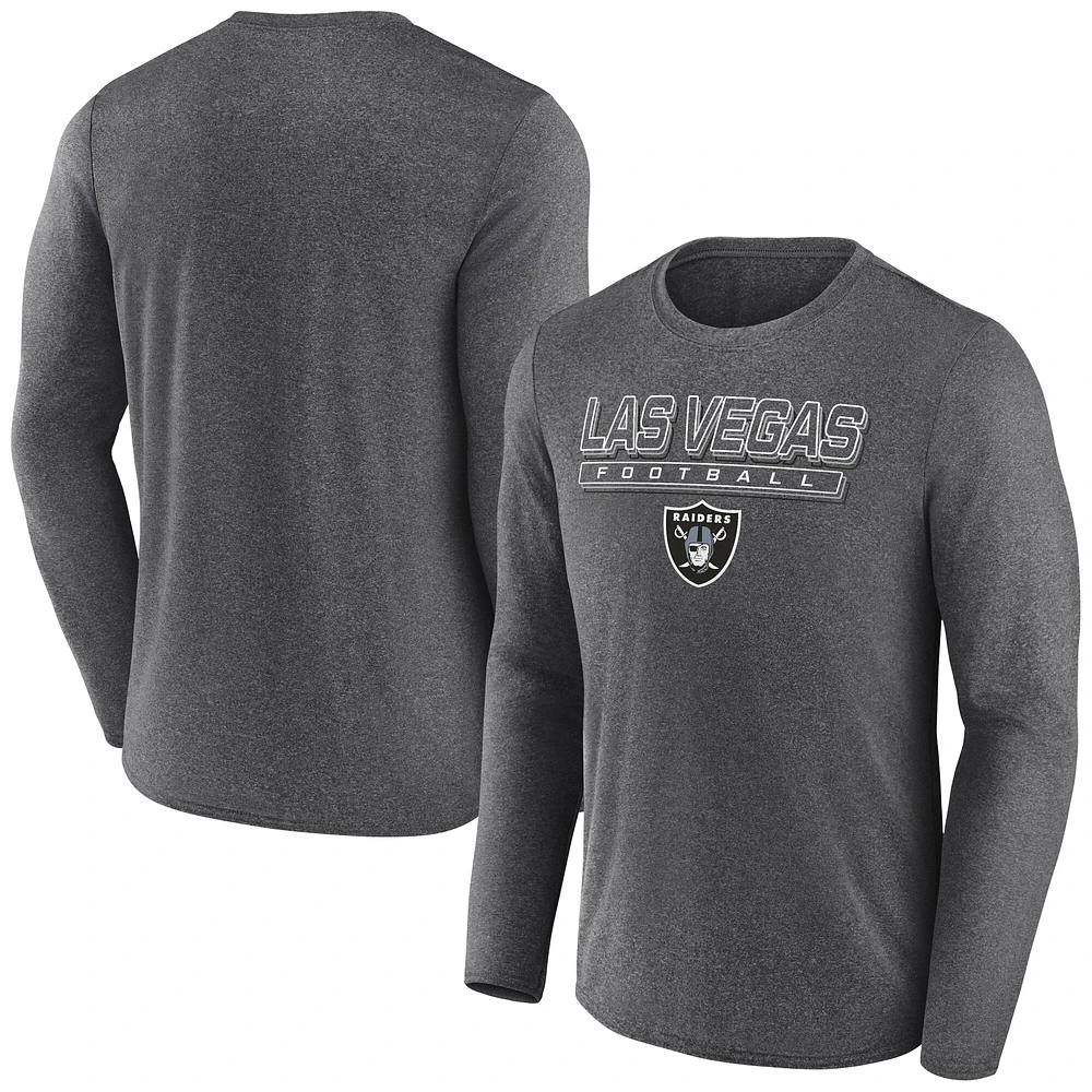 Men's Fanatics Heather Charcoal Las Vegas Raiders Fundamentals Long Sleeve T-Shirt
