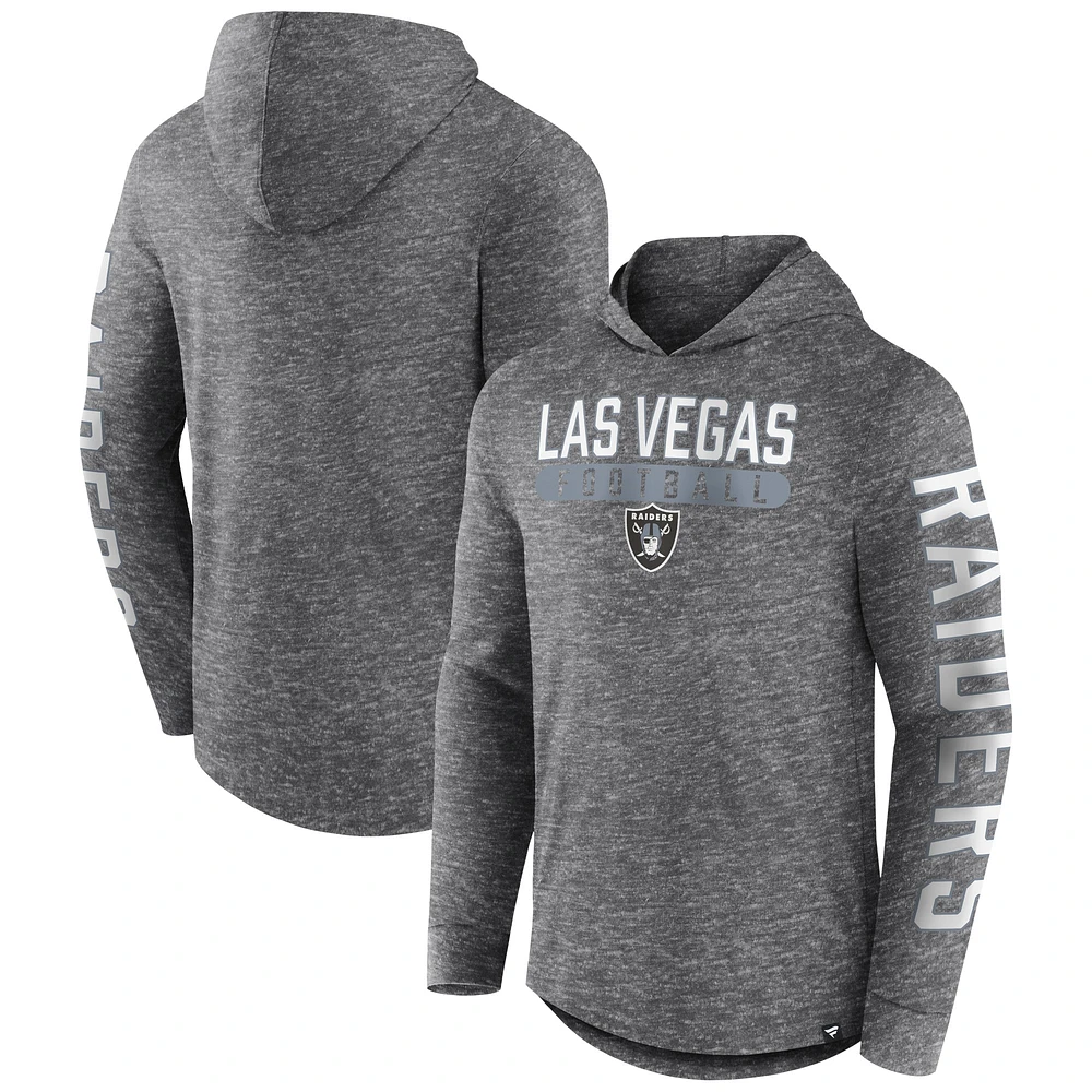 T-shirt à capuche manches longues Fanatics Heather Charcoal Las Vegas Raiders Pill Stack pour hommes