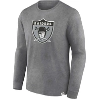 T-shirt à manches longues délavé pour hommes Fanatics Heather Charcoal Las Vegas Raiders