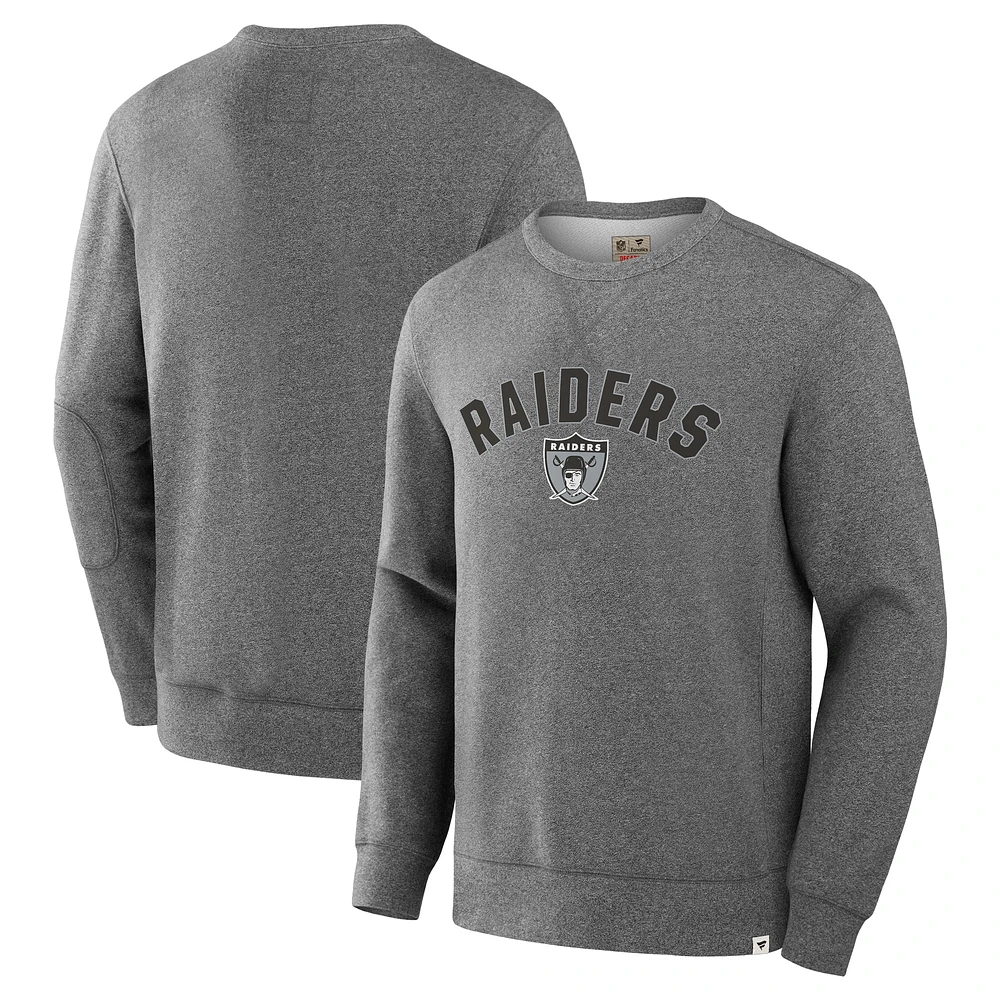 Sweat-shirt à capuche en tissu éponge boucle Fanatics Heather Grey pour homme des Las Vegas Raiders