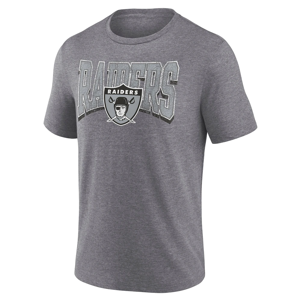 T-shirt tri-blend Warped Block pour homme Fanatics Heather Grey des Las Vegas Raiders