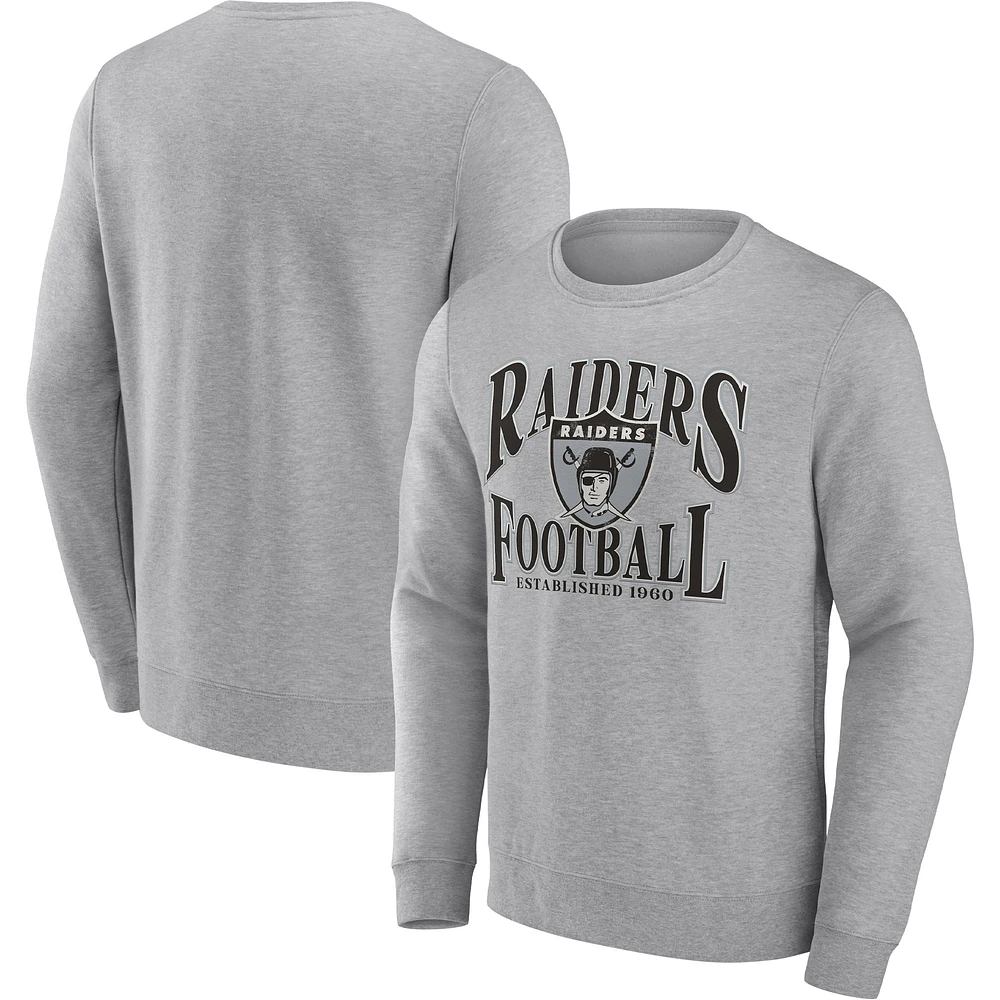 Men's Fanatics Heathered Charcoal Las Vegas Raiders Playability Pullover Sweatshirt