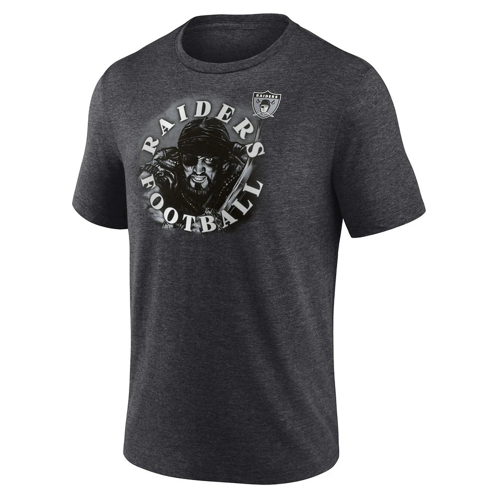 T-shirt tri-mélange Fanatics Heathered Charcoal Las Vegas Raiders Sporting Chance pour hommes