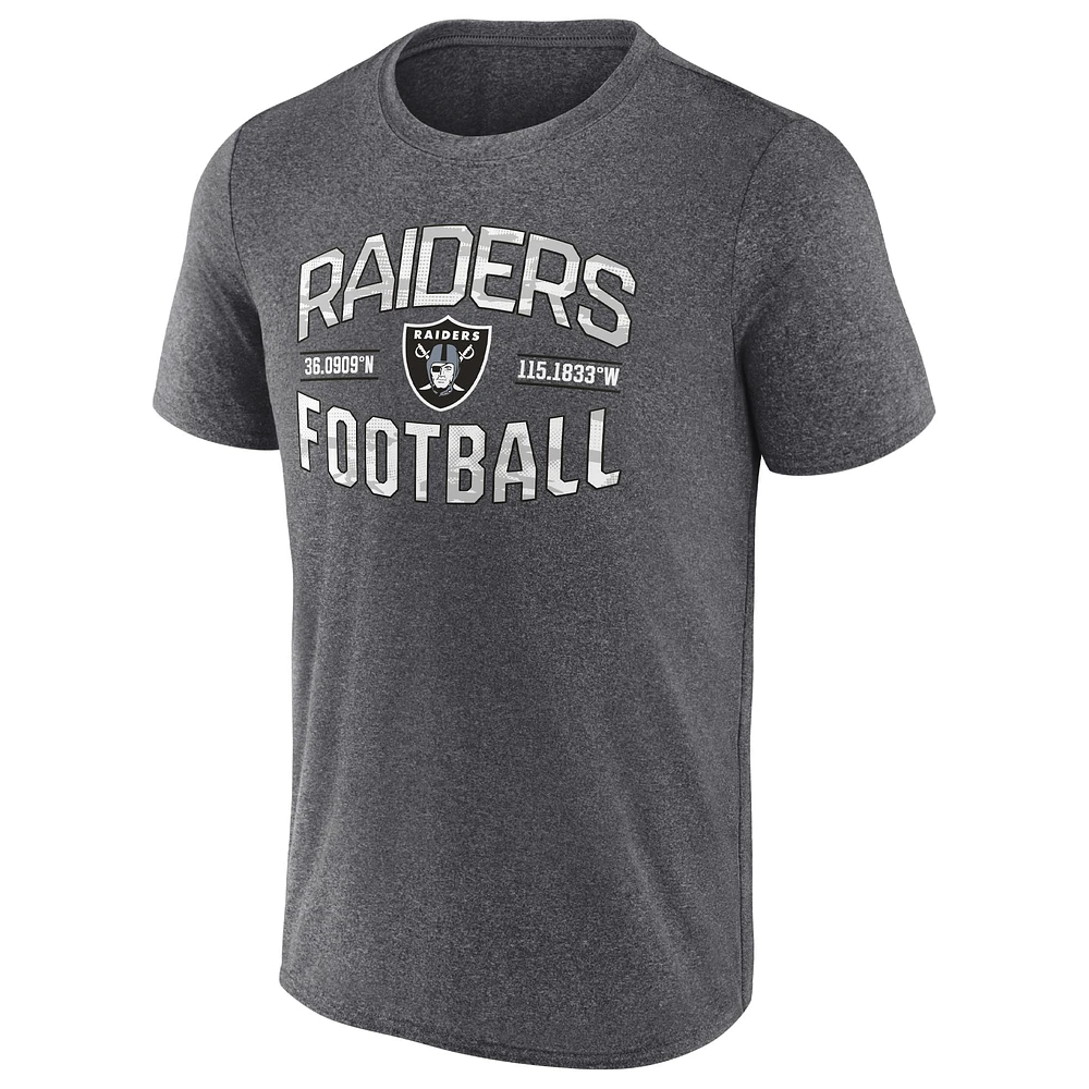 T-shirt Fanatics Heathered Charcoal Las Vegas Raiders pour hommes veulent jouer