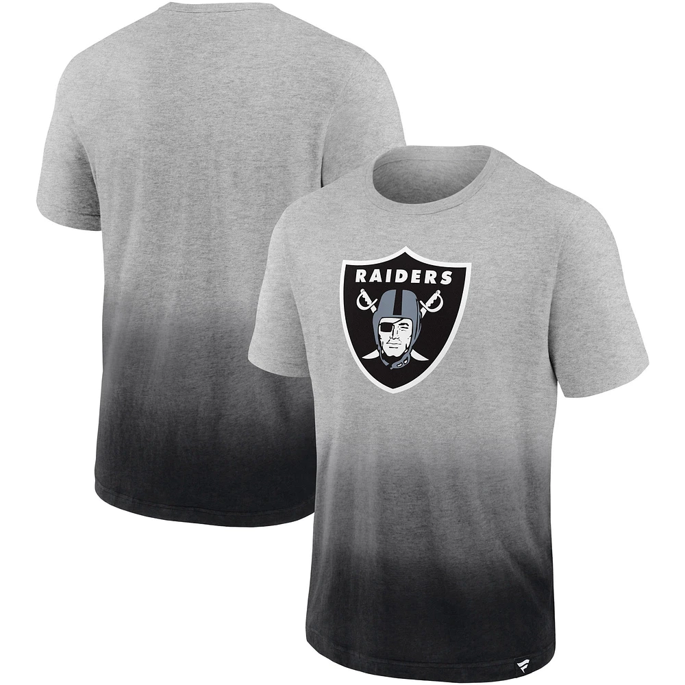 Men's Fanatics Heathered Gray/Black Las Vegas Raiders Team Ombre T-Shirt