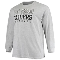 T-shirt à manches longues Fanatics Heathered Grey Las Vegas Raiders Big & Tall Practice pour hommes