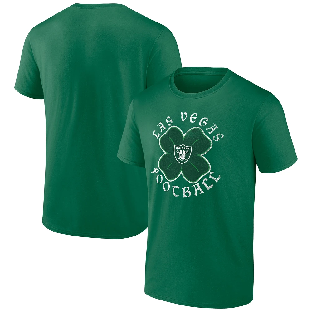 T-shirt fanatiques pour hommes Kelly Green Las Vegas Raiders Celtic Clover