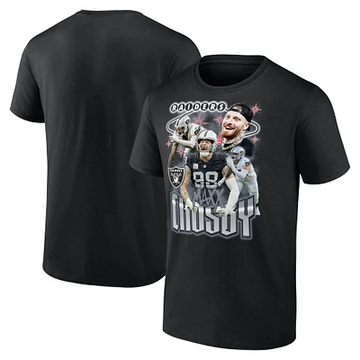 T-shirt graphique Fanatics Maxx Crosby pour homme, noir, joueur notoire des Las Vegas Raiders