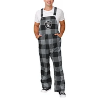 Men's FOCO  Black Las Vegas Raiders Big Logo Plaid Overalls