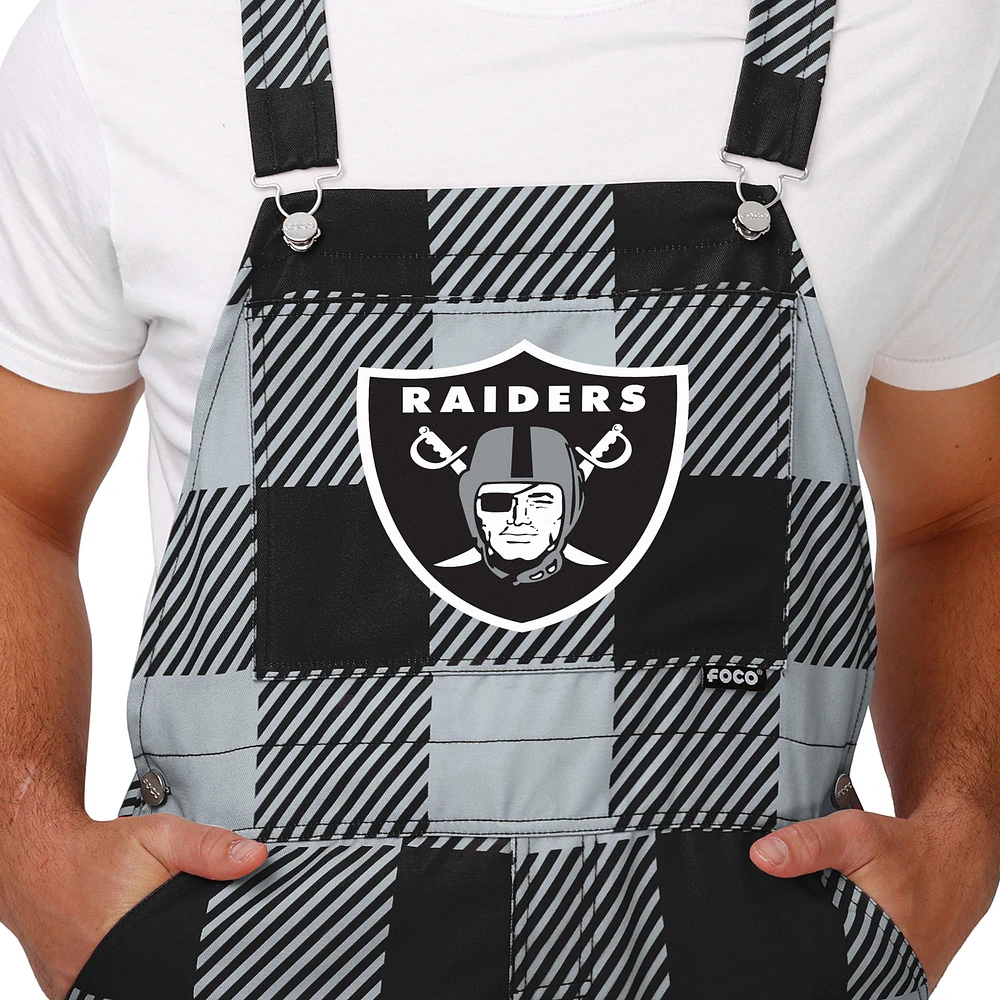 Salopette à carreaux noire FOCO Las Vegas Raiders pour hommes avec grand logo