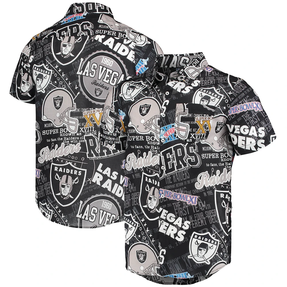 Men's FOCO Black Las Vegas Raiders Thematic Button-Up Shirt