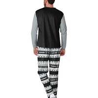 Ensemble de pyjama noir FOCO Las Vegas Raiders Wordmark Ugly pour homme