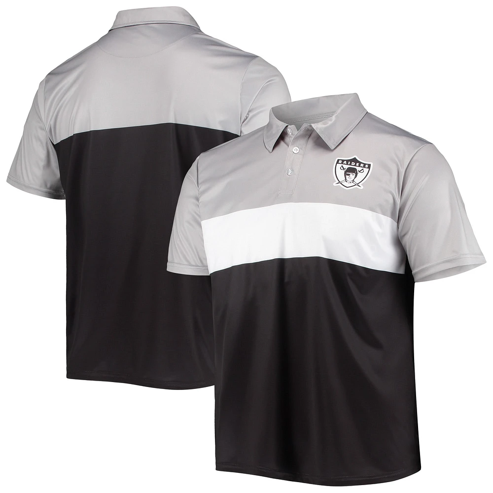 Men's FOCO Silver/Black Las Vegas Raiders Retro Colorblock Polo