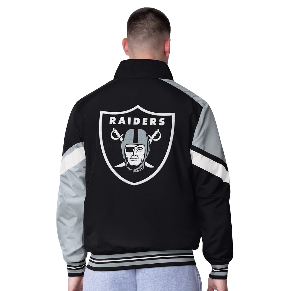 Men's G-III Extreme Black/Heather Gray Las Vegas Raiders Strong Arm Reversible Full-Zip Jacket