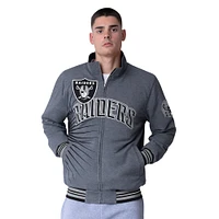 Men's G-III Extreme Black/Heather Gray Las Vegas Raiders Strong Arm Reversible Full-Zip Jacket