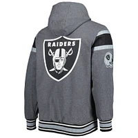 Men's G-III Sports by Carl Banks Black/Gray Las Vegas Raiders Extreme Full Back Reversible Hoodie Full-Zip Jacket