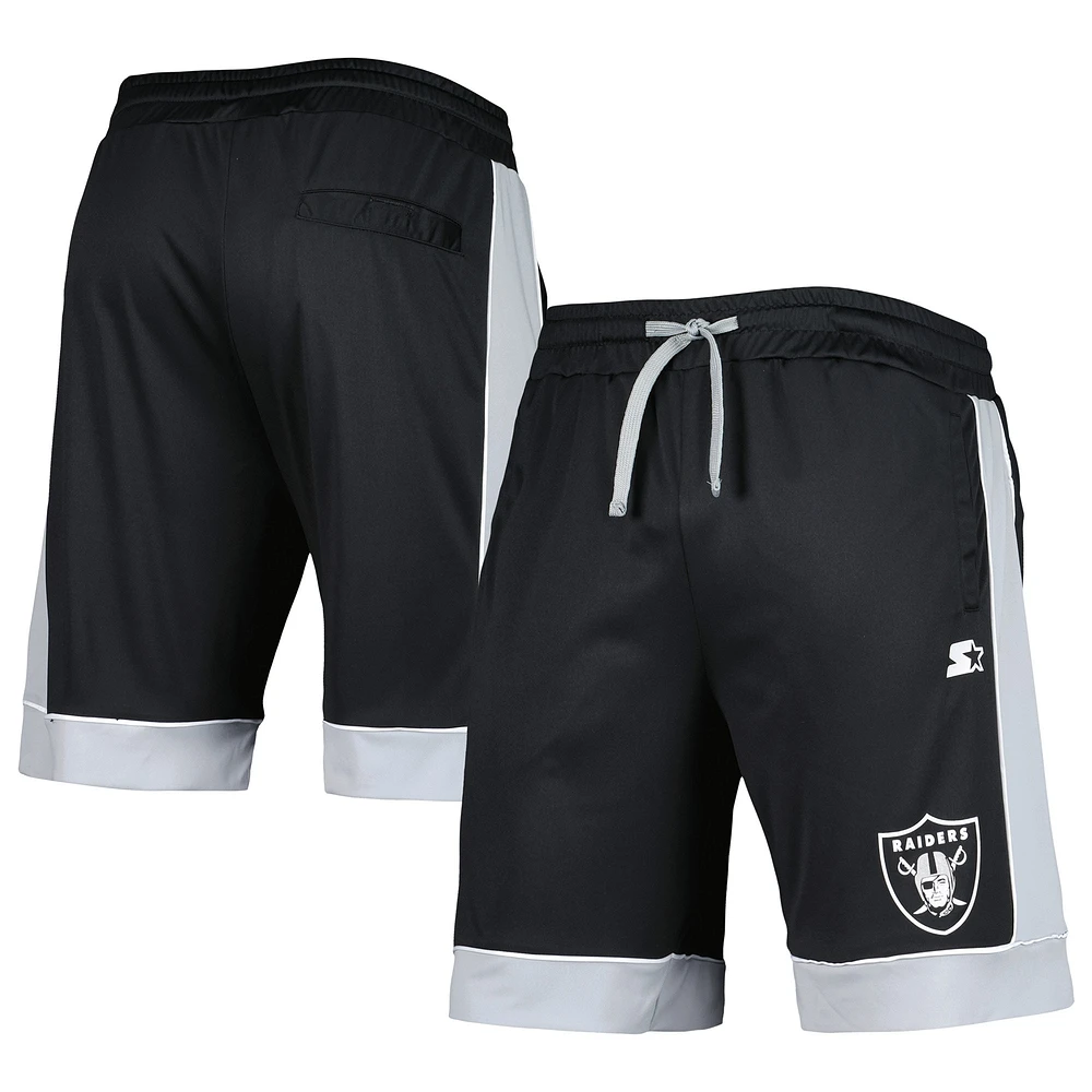 Short mode préféré des fans Las Vegas Raiders G-III Sports by Carl Banks pour homme Noir/Argent