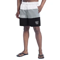 Short de bain G-III Sports by Carl Banks pour homme, noir/argent, Las Vegas Raiders Sunrise Volley
