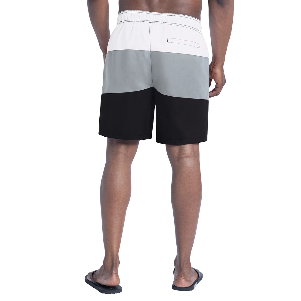 Short de bain G-III Sports by Carl Banks pour homme, noir/argent, Las Vegas Raiders Sunrise Volley