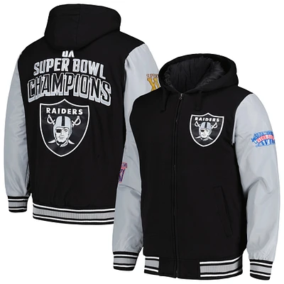 Men's G-III Sports by Carl Banks Black Las Vegas Raiders Player Option Colorblock Full-Zip Hoodie Jacket