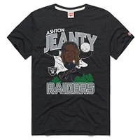 Men's Homage Ashton Jeanty Charcoal Las Vegas Raiders 2025 NFL Draft Caricature Player Graphic Tri-Blend T-Shirt