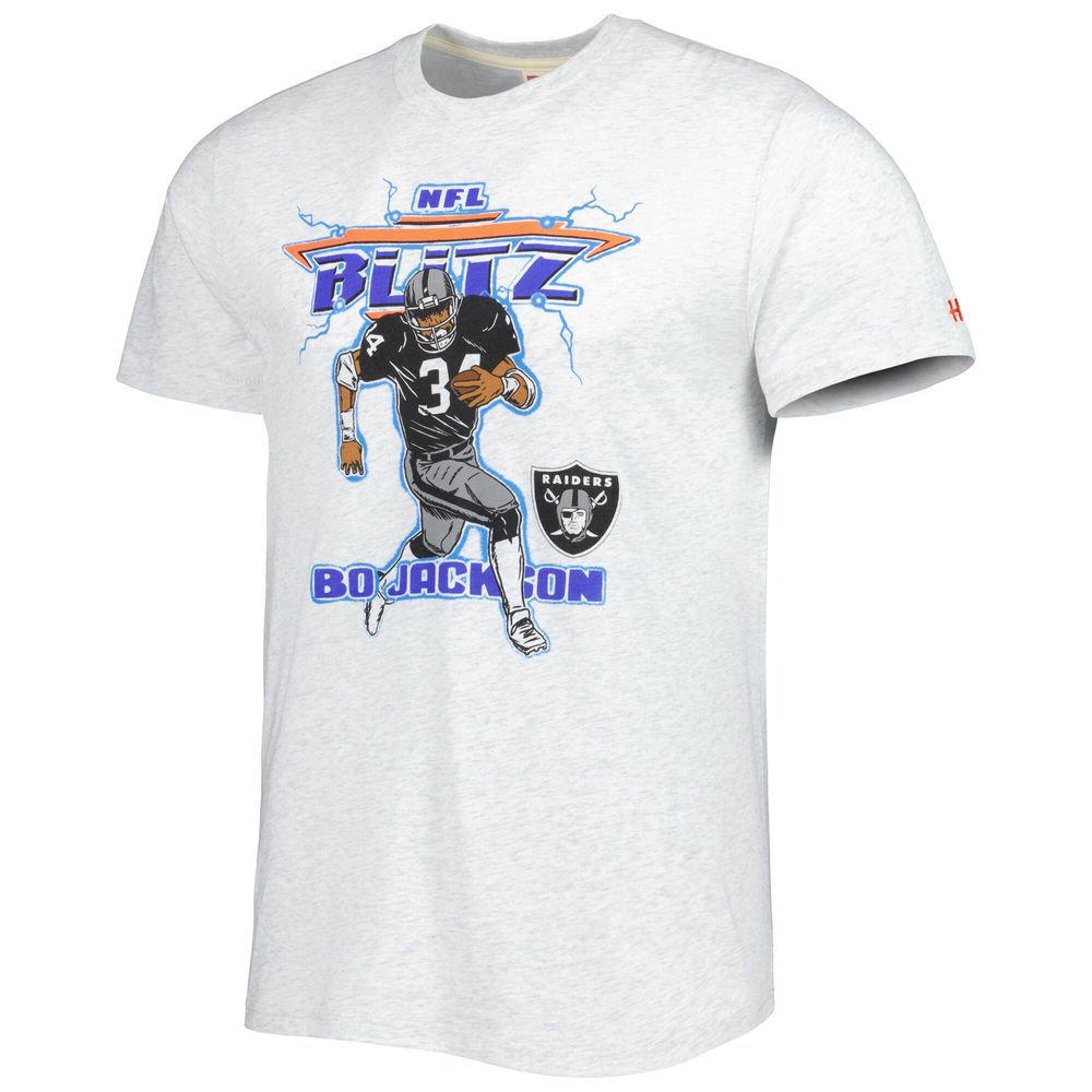 Men's Homage Bo Jackson Ash Las Vegas Raiders NFL Blitz Retired Player Tri-Blend T-Shirt