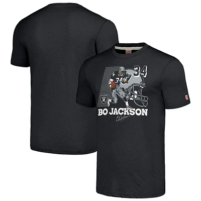 T-shirt tri-blend pour homme Hommage à Bo Jackson Charcoal Las Vegas Raiders Caricature Retired Player