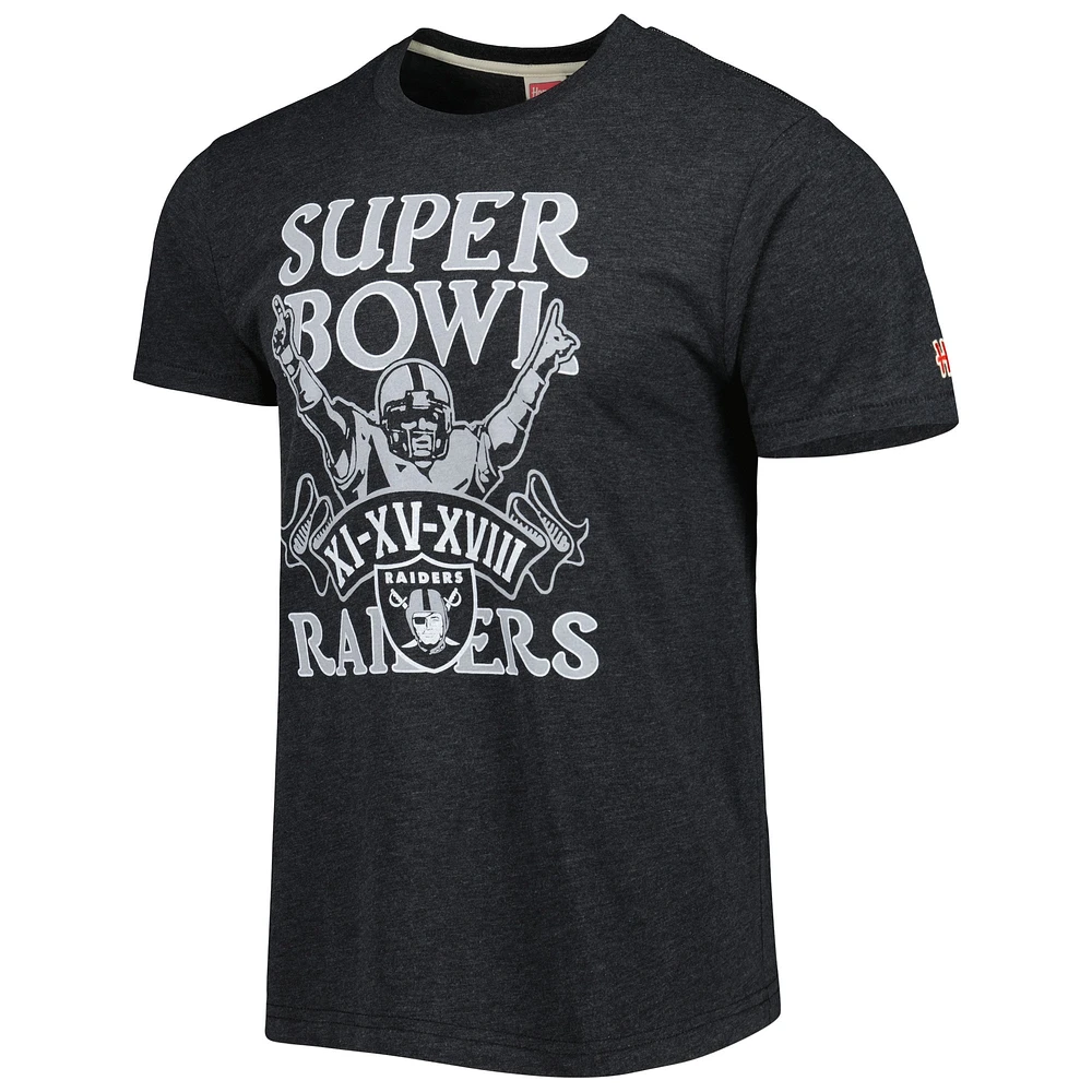 Men's Homage Charcoal Las Vegas Raiders Super Bowl Classics Tri-Blend T-Shirt