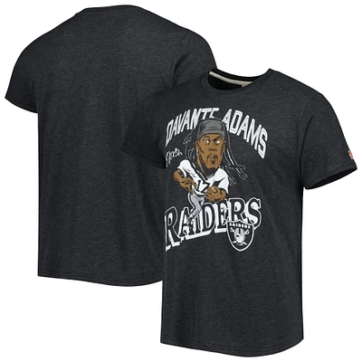 Hommage pour hommes Davante Adams Heathered Heather Black Las Vegas Raiders Caricature Player T-shirt triple mélange