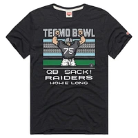 T-shirt à manches longues pour homme avec logo Howie Long Charcoal Las Vegas Raiders Tecmo Bowl Retired Player Graphic Tri-Blend