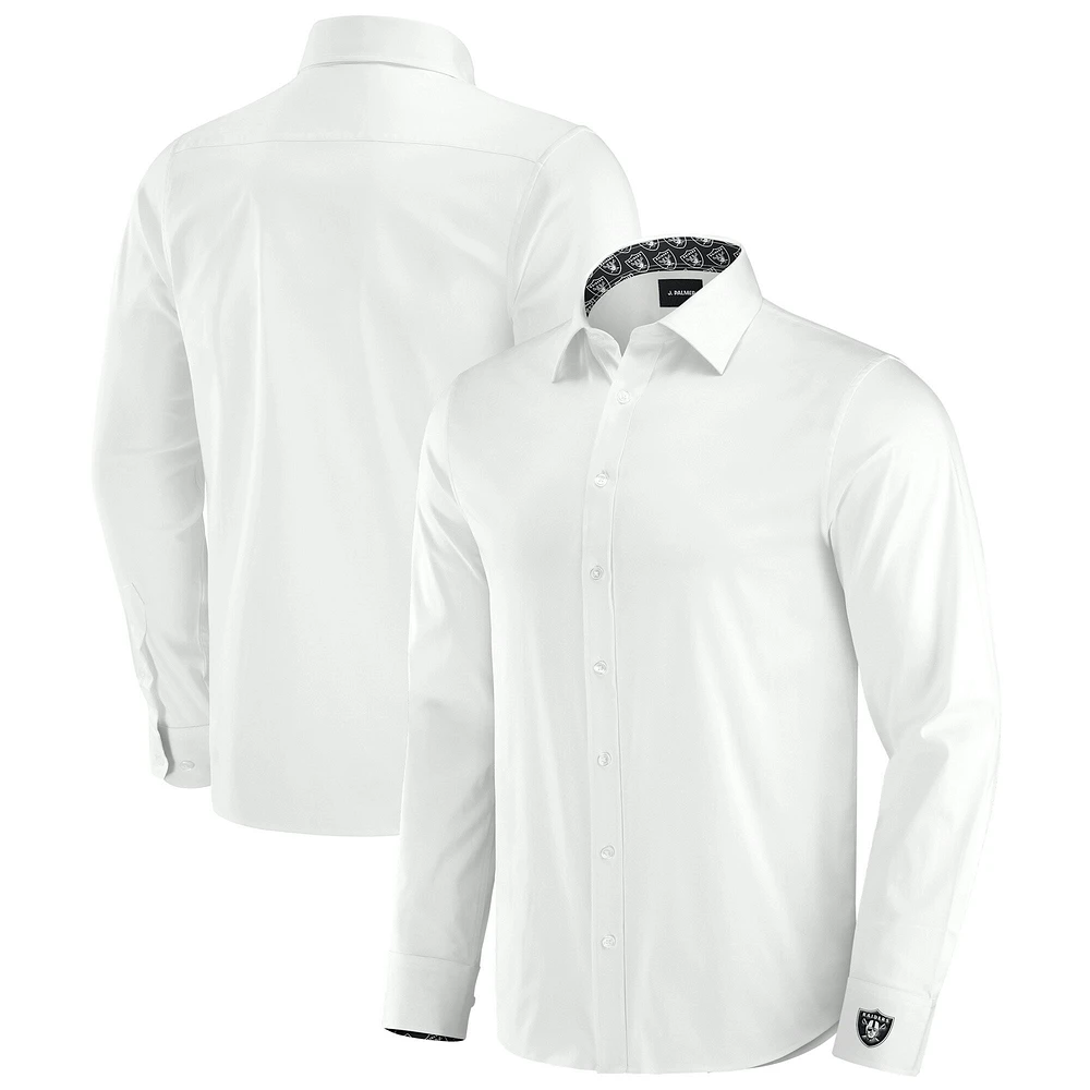 Chemise boutonnée à manches longues pour homme J. Palmer Las Vegas Raiders Man-In-Motion blanche