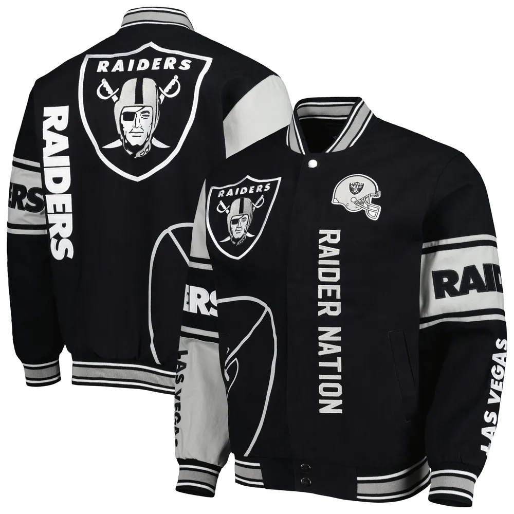 Men's JH Design Gray Oakland Raiders Poly Twill Jacket