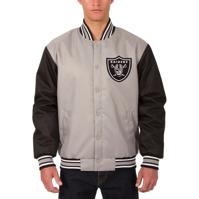 Men's JH Design Gray Oakland Raiders Poly Twill Jacket