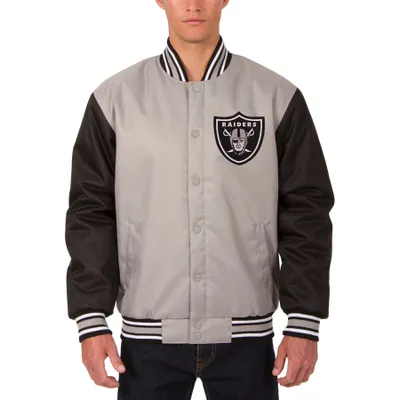 Las Vegas Raiders The Wild Collective Metallic Bomber Full-Snap Jacket -  Silver