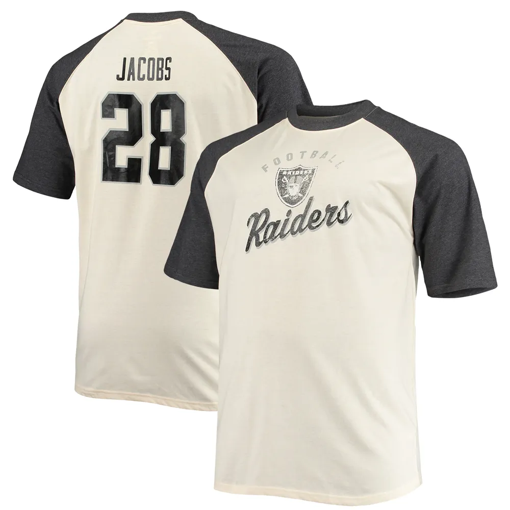 Lids Josh Jacobs Las Vegas Raiders Big & Tall Player Name Number Raglan T- Shirt - Oatmeal