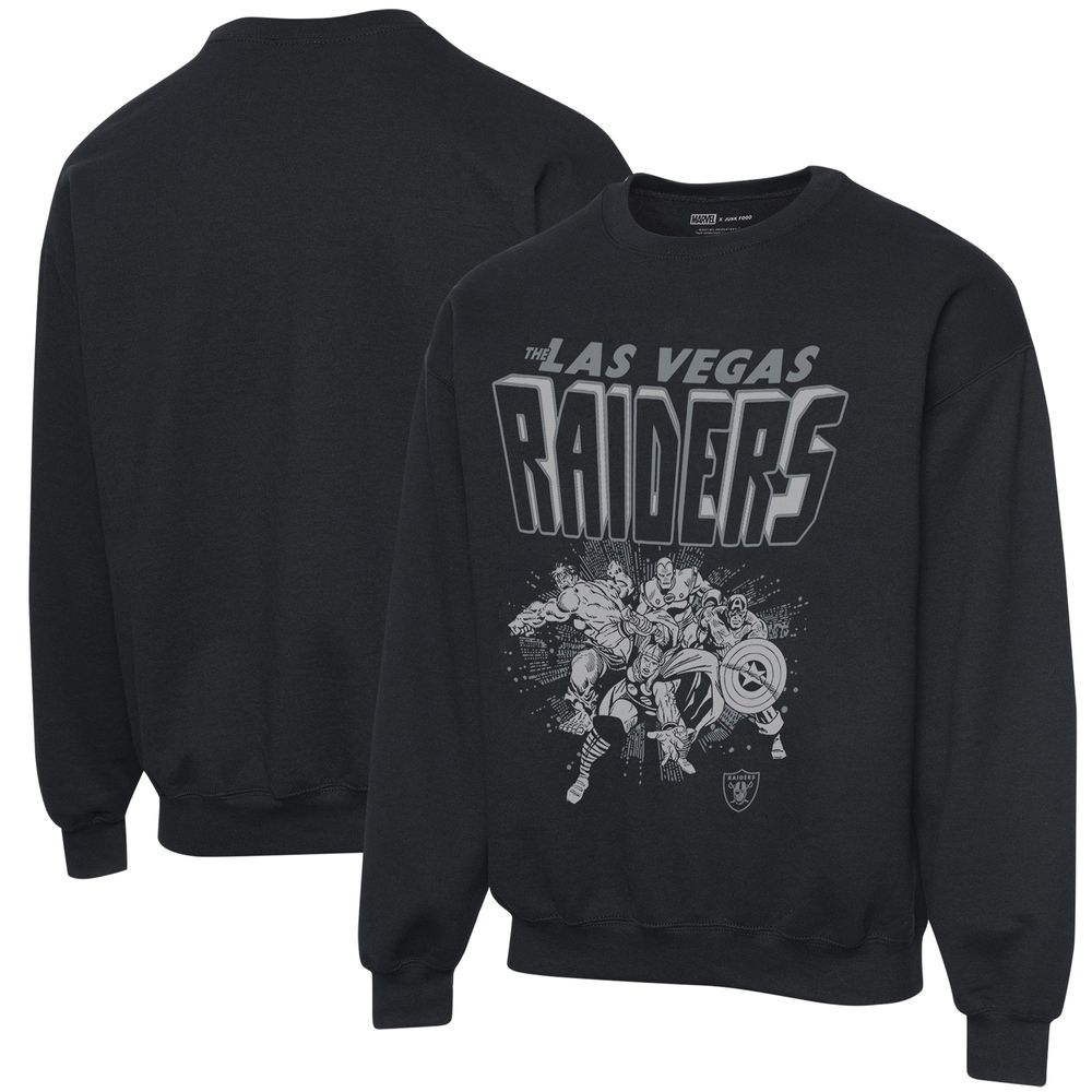 Men's Junk Food Black Las Vegas Raiders Avengers Throwback - Pullover Sweatshirt