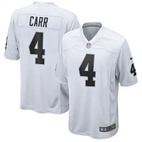 Maillot de jeu blanc Nike Derek Carr des Las Vegas Raiders pour hommes