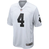 Maillot de jeu blanc Nike Derek Carr des Las Vegas Raiders pour hommes