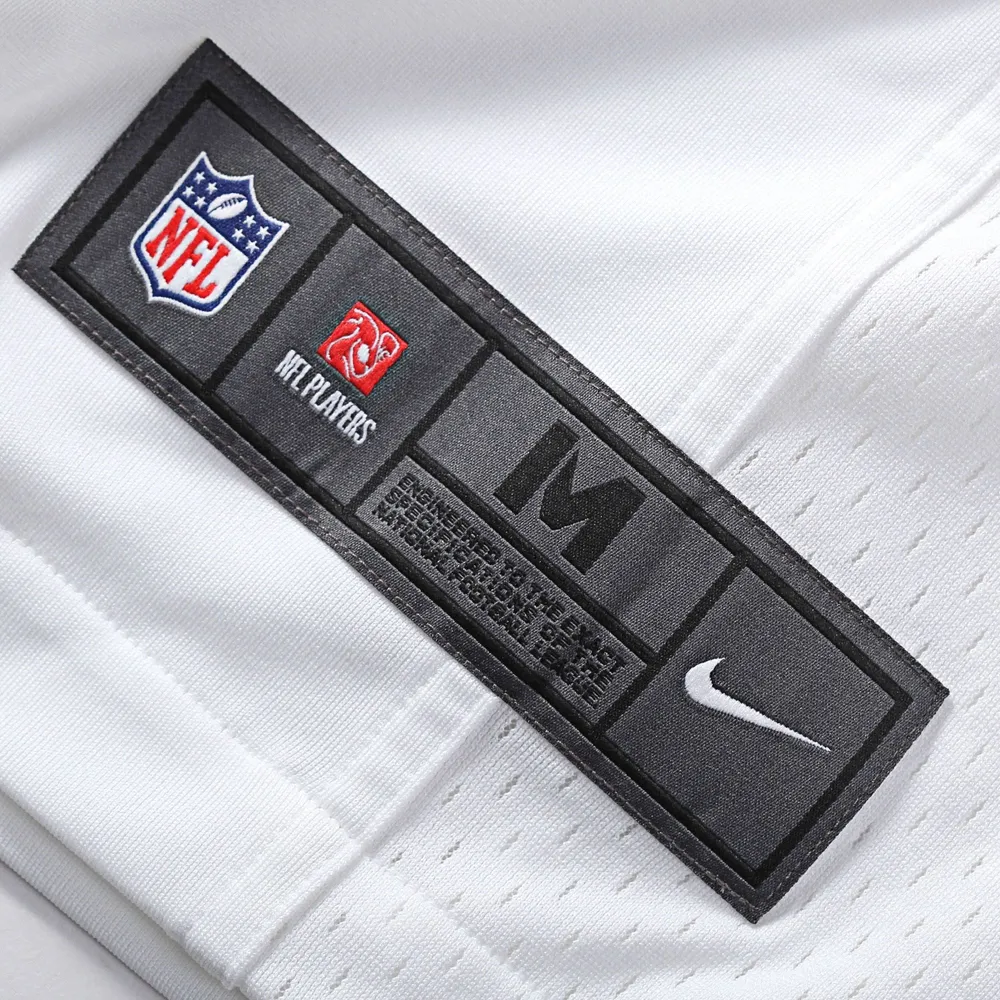 Maillot de jeu blanc Nike Derek Carr des Las Vegas Raiders pour hommes