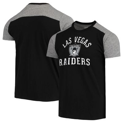 Men's Majestic Threads Black/Heathered Gray Las Vegas Raiders Gridiron Classics Field Goal Slub T-Shirt