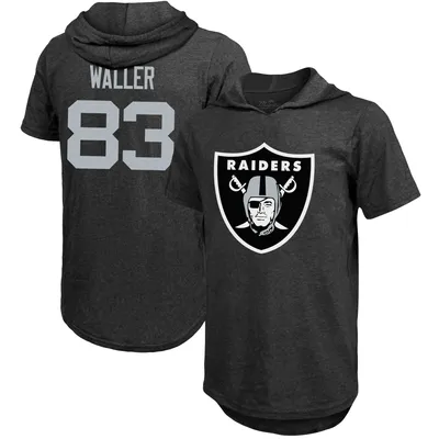 Darren Waller Las Vegas Raiders Majestic Threads Player Name & Number Tri-Blend Hoodie T-Shirt - Black