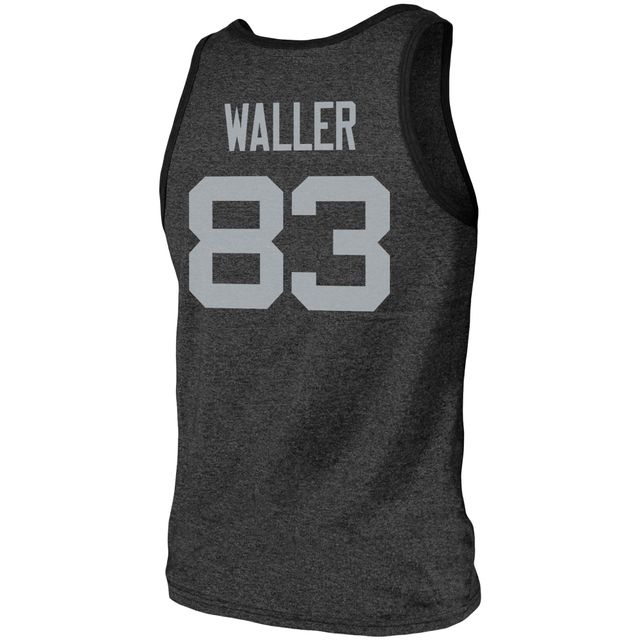 Majestic Threads Darren Waller Heathered Black Las Vegas Raiders Débardeur en trois mélanges avec nom et numéro