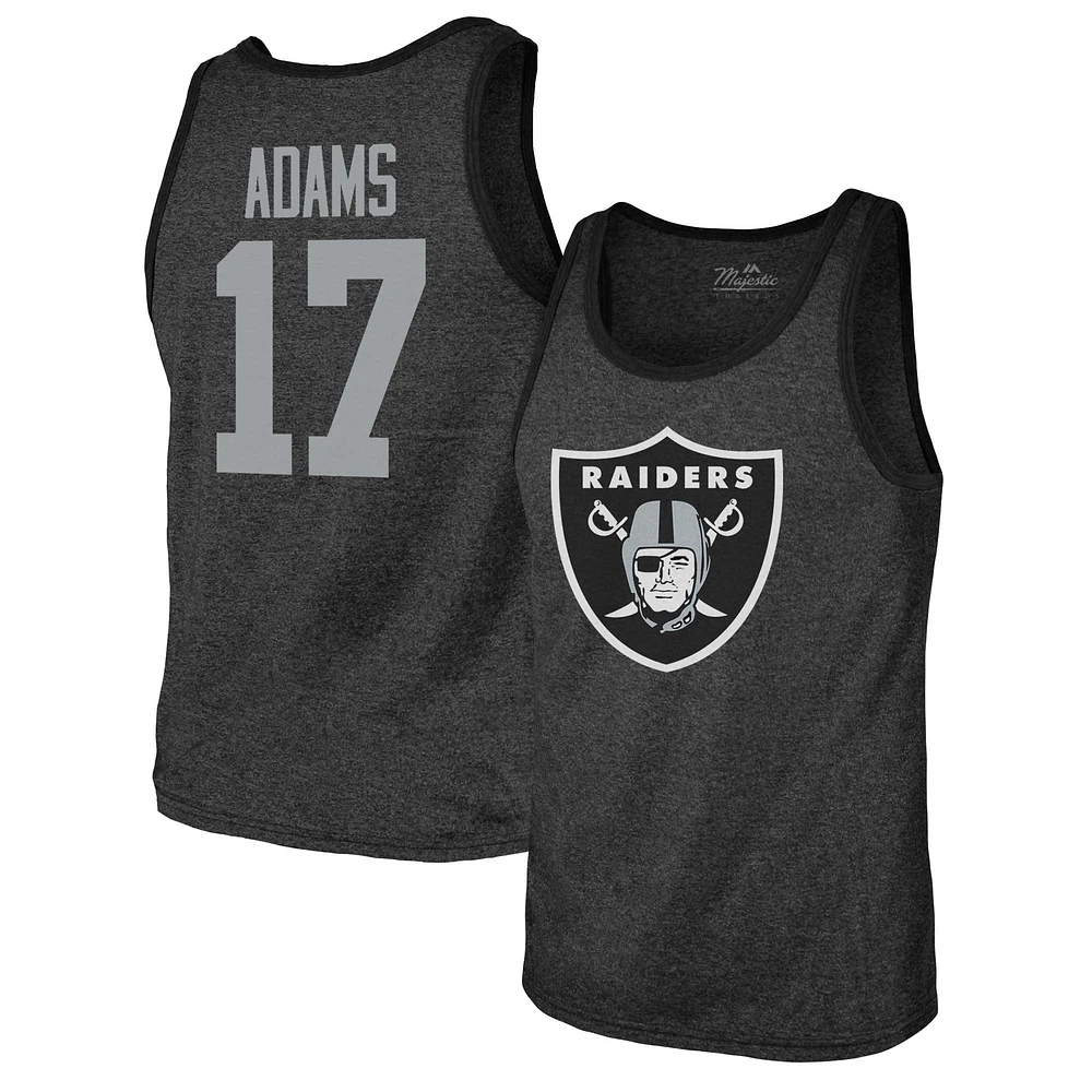 Men's Majestic Threads Davante Adams Black Las Vegas Raiders Name & Number Tri-Blend Tank Top