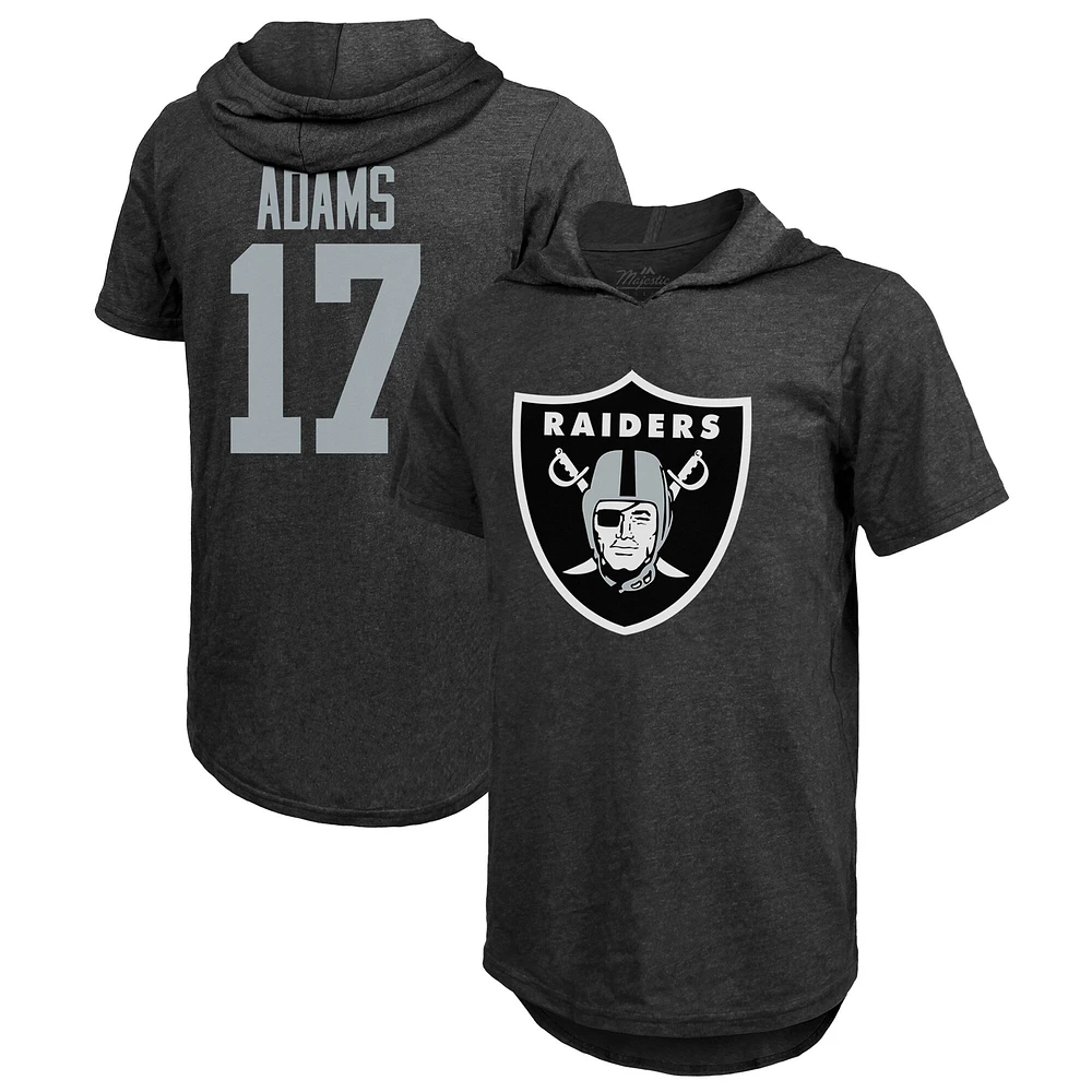 Majestic Threads pour hommes Davante Adams Noir Las Vegas Raiders Nom et numéro du joueur Tri-Blend T-shirt à capuche coupe ajustée