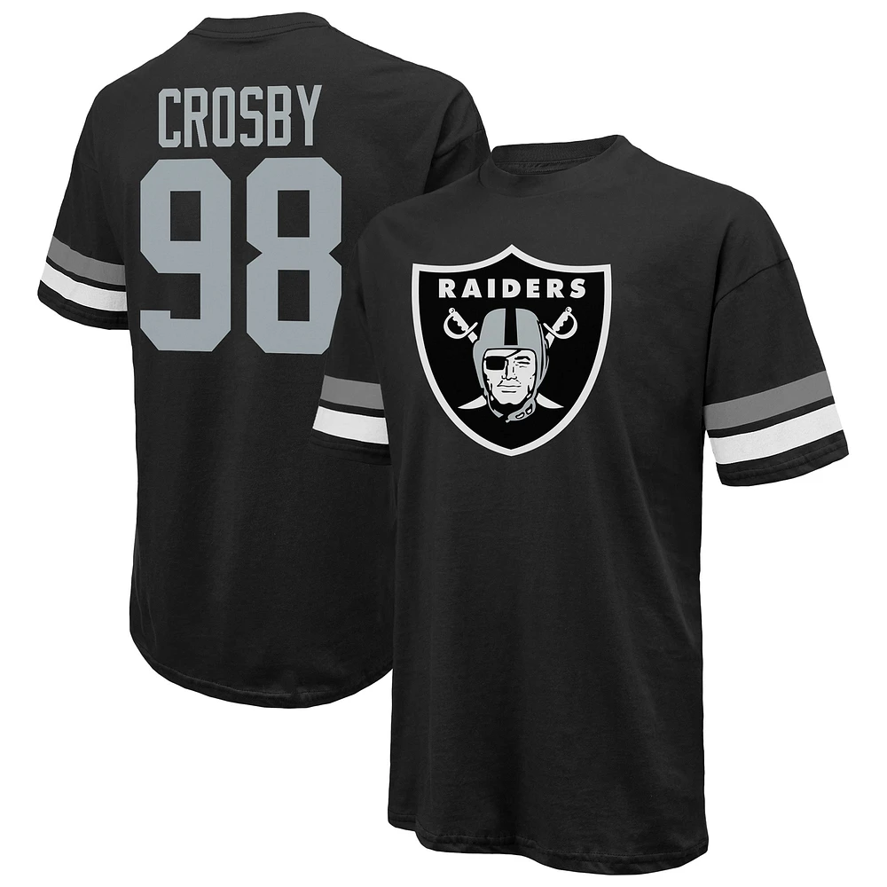 Men's Majestic Threads Maxx Crosby Black Las Vegas Raiders Name & Number Oversize Fit T-Shirt