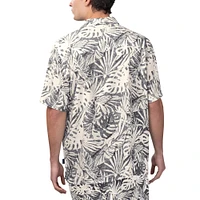 Men's Margaritaville Black Las Vegas Raiders Sandwashed Monstera Print Party Button-Up Shirt