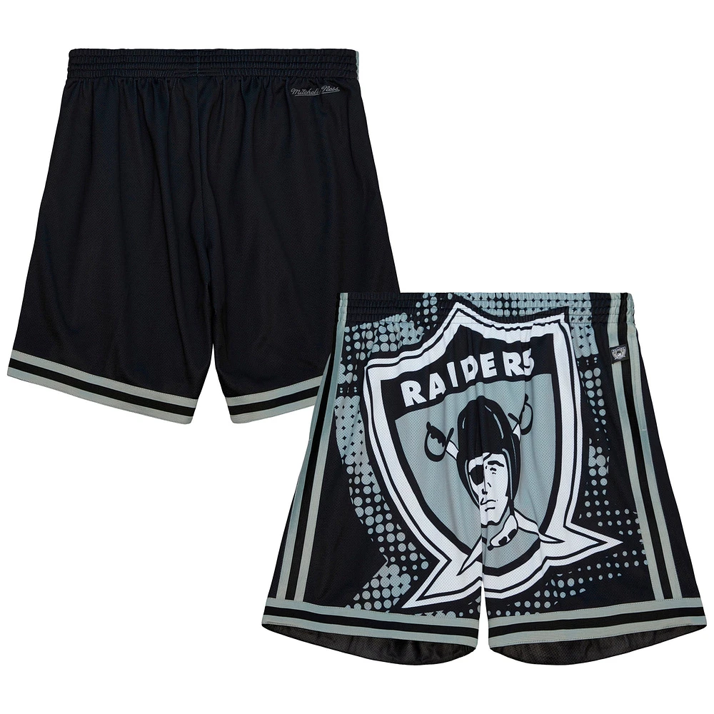 Mitchell & Ness Short noir Las Vegas Raiders Big Face 7.0 Fashion pour homme